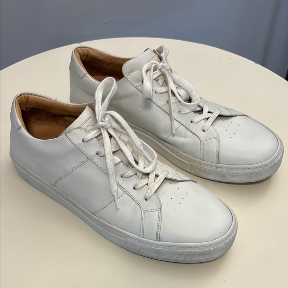 Greats White Leather Low-Top Sneakers with Tan Lining